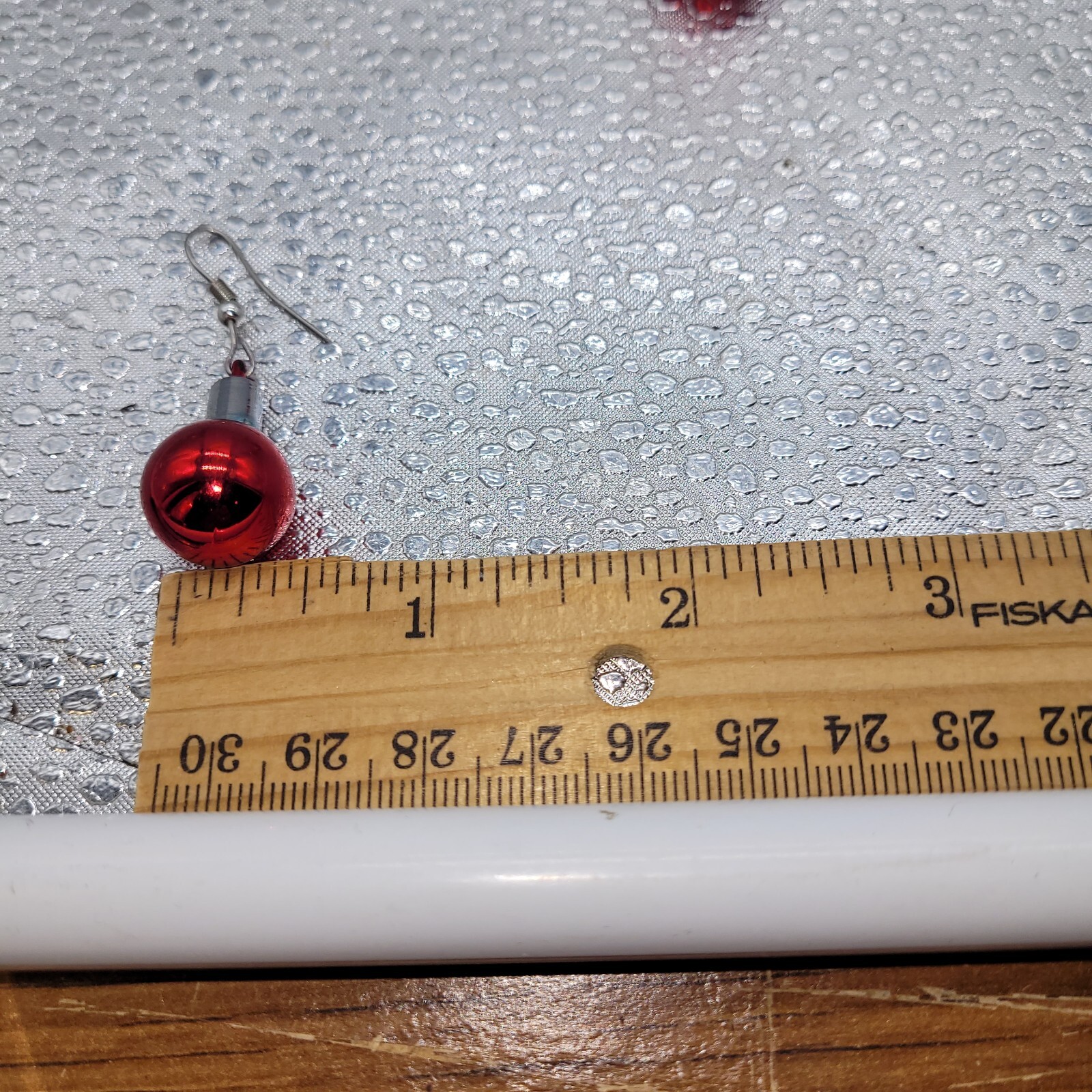 1.75″ Red Small Glass Christmas Holiday Ornament Festive Dangling Hook Earrings
