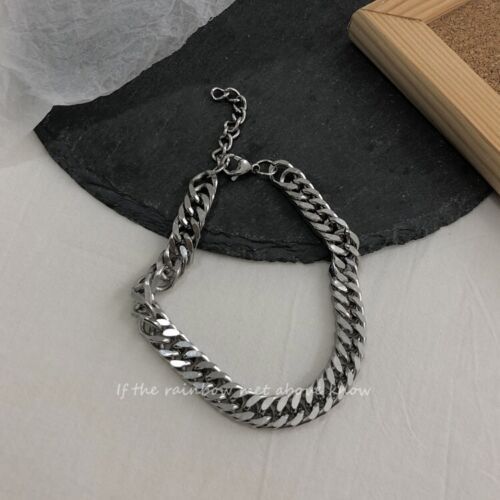 Woman Man 6/7/8/9mm REAL Stainless Steel Curb Cuban Link Chain Bracelet Bangle