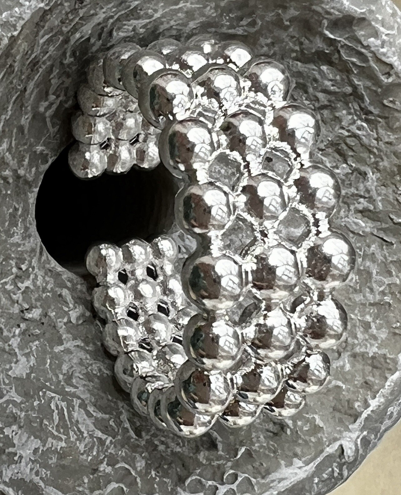 3 Tier Bubble Ball Ring Open Size No Silver Stamp? Selling As Costume Jewellery!