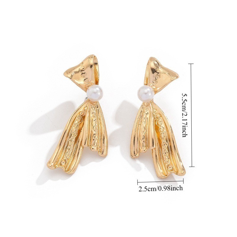 Butterfly Bow Imitation Pearl Earrings Women’s Fashion Earrings Alloy Jewelry