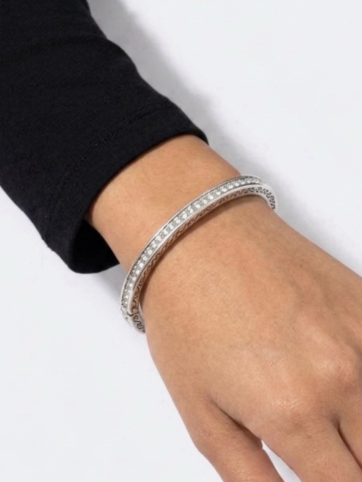 Brighton Secret of Love Silver Tone Hinged Bracelet Crystal Magnetic Closure
