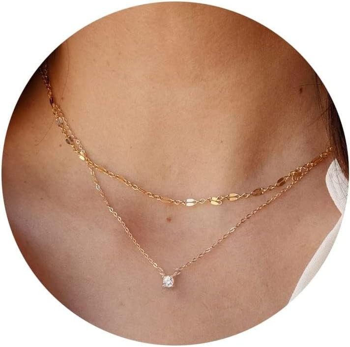 Adjustable 14k Gold Plated Cubic Zirconia Necklace – Perfect for Any Occasion