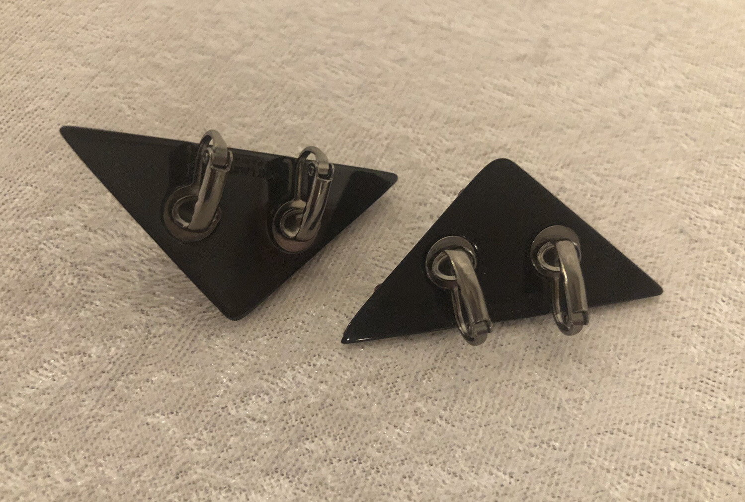 New Saint Laurent Crystal Monogram YSL Logo Triangle Clip On Earrings $495.00