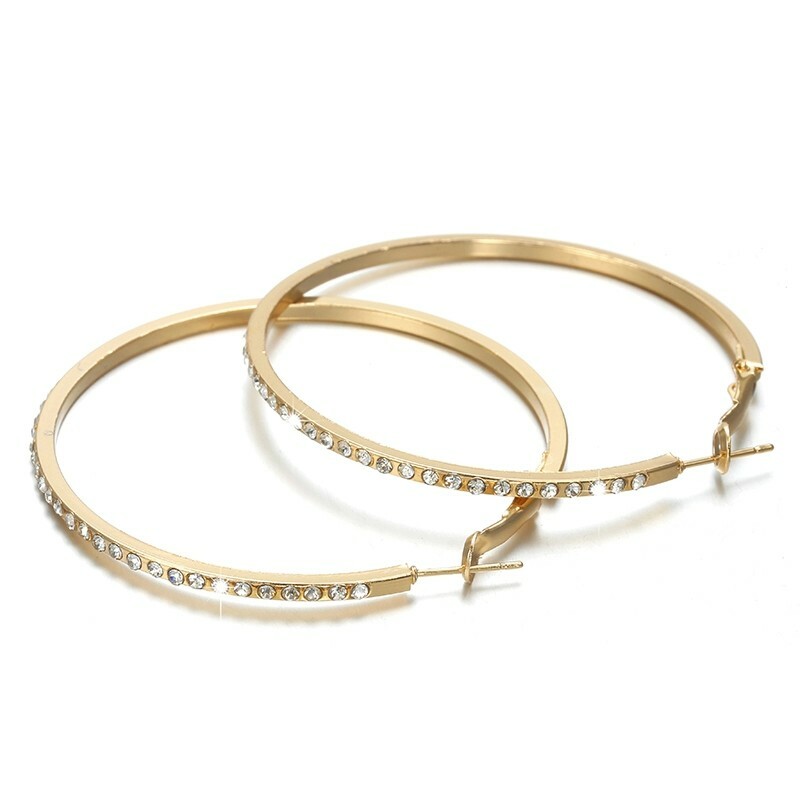 New Earrings Women Fashion Trendy Big Round Hoop Earrings Circle Elegant Simple