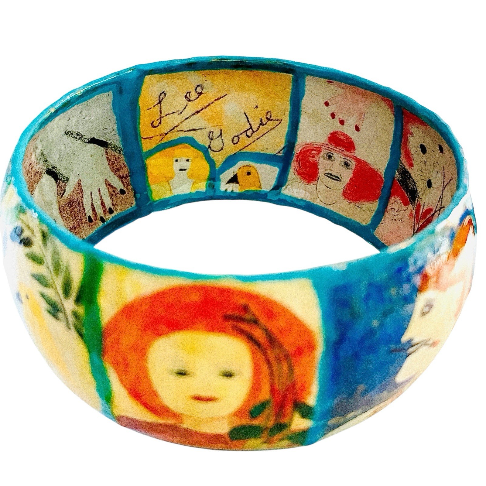 Handmade Artist L.eeGodie By Julie Decoupage Bangle Bracelet