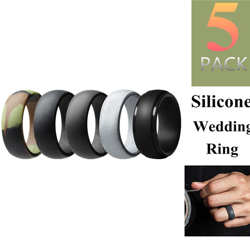 3-10 Pack Silicone Wedding Engagement Ring for Men Women Rubber Band Gym Sports