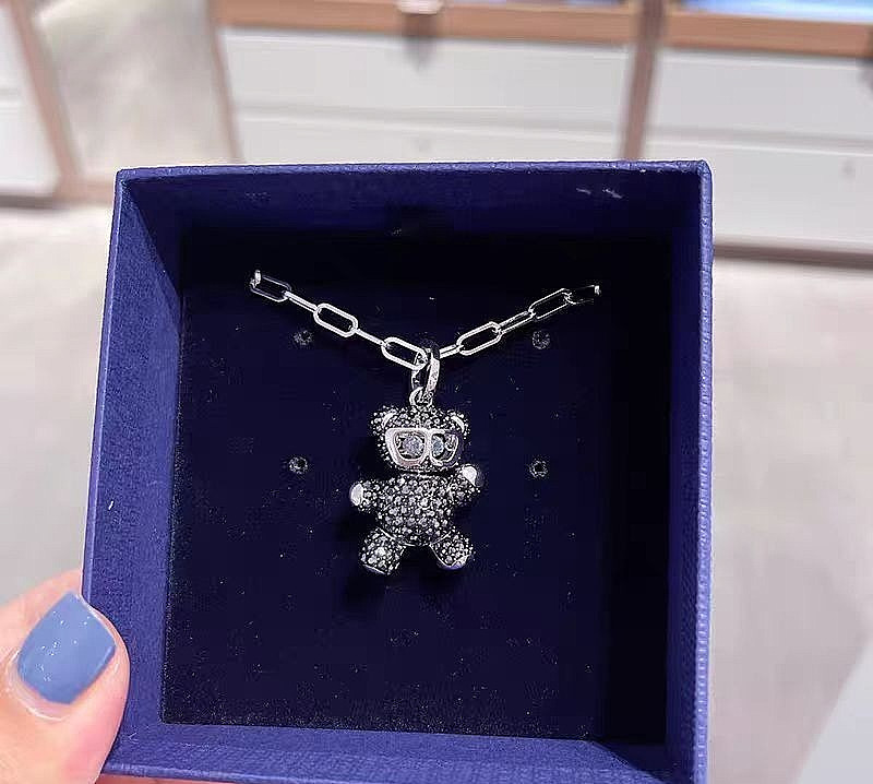 Swarovski Crystal Teddy Black Teddy Bear Necklace Heart-Warming Bear
