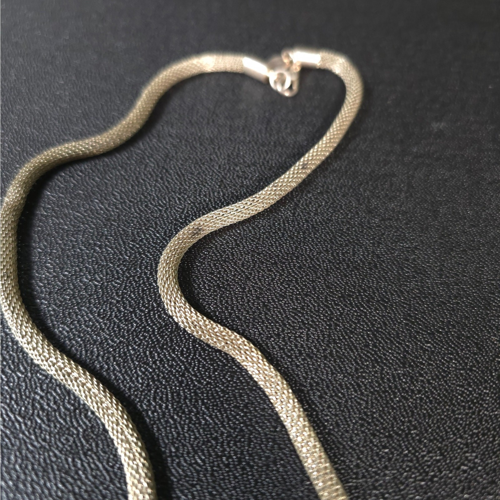 Unsigned Silver Tone Mesh Necklace Lobster Clasp