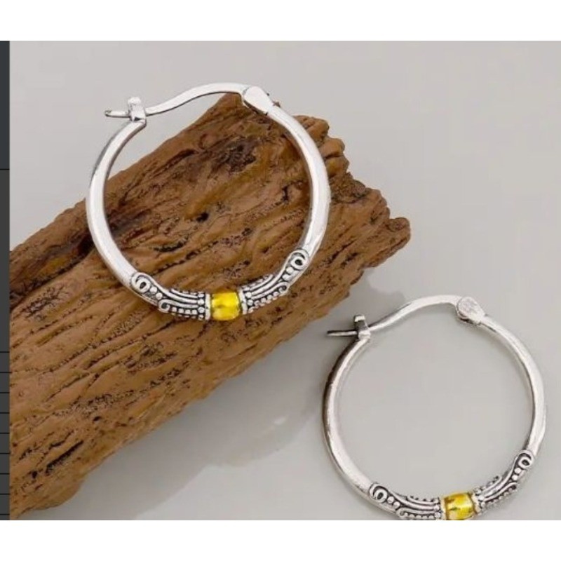 Vintage Textured Hoop Earrings Boho Ethnic Jewelry Daily Wear Accessory Gift