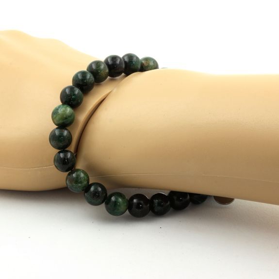 Emerald Bead Bracelet From Zambia 8 Mm. Quality 3A. Made In France.