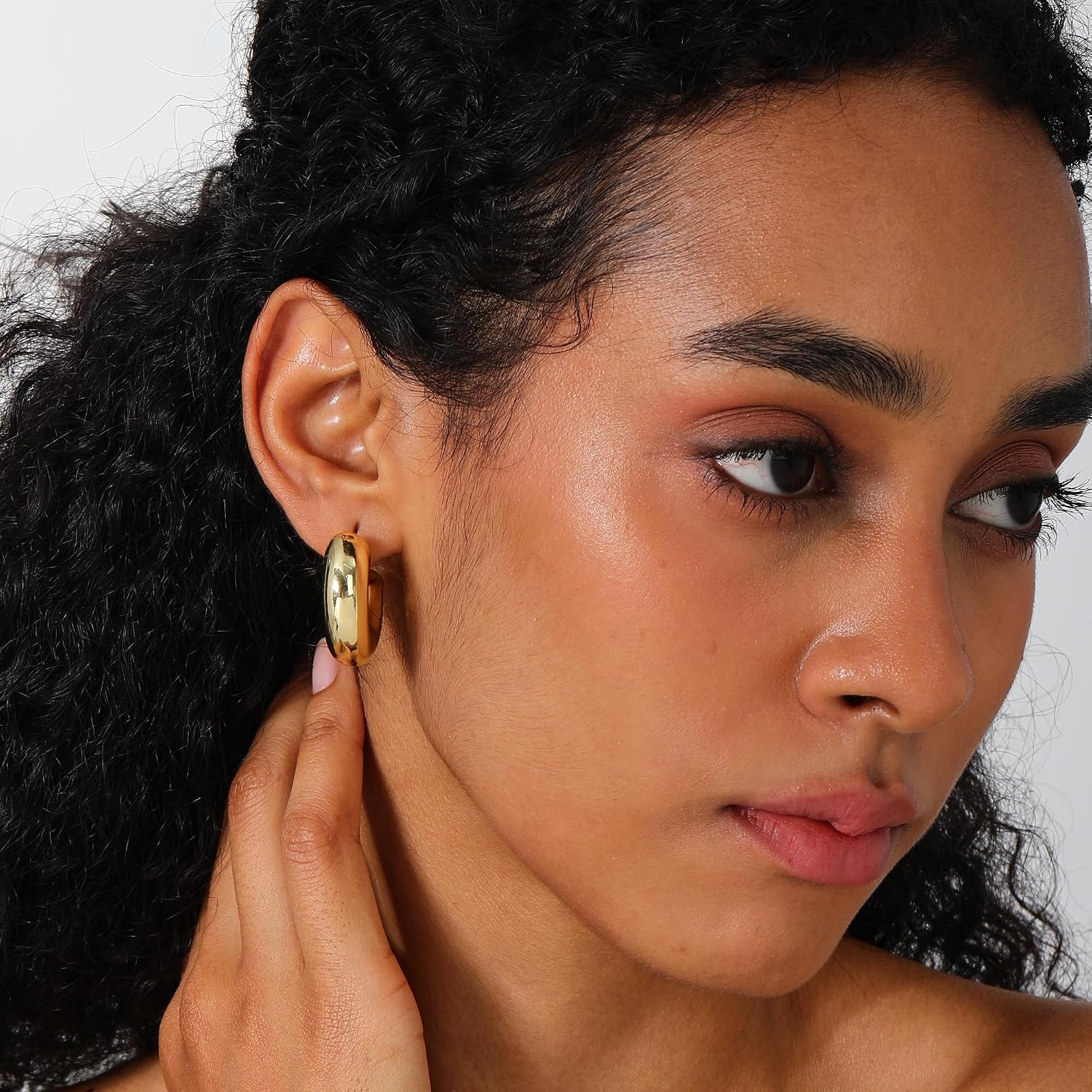 Chunky Gold Earrings for Women Trendy 14K Thick Gold Hoop Earrings Hypoallergeni