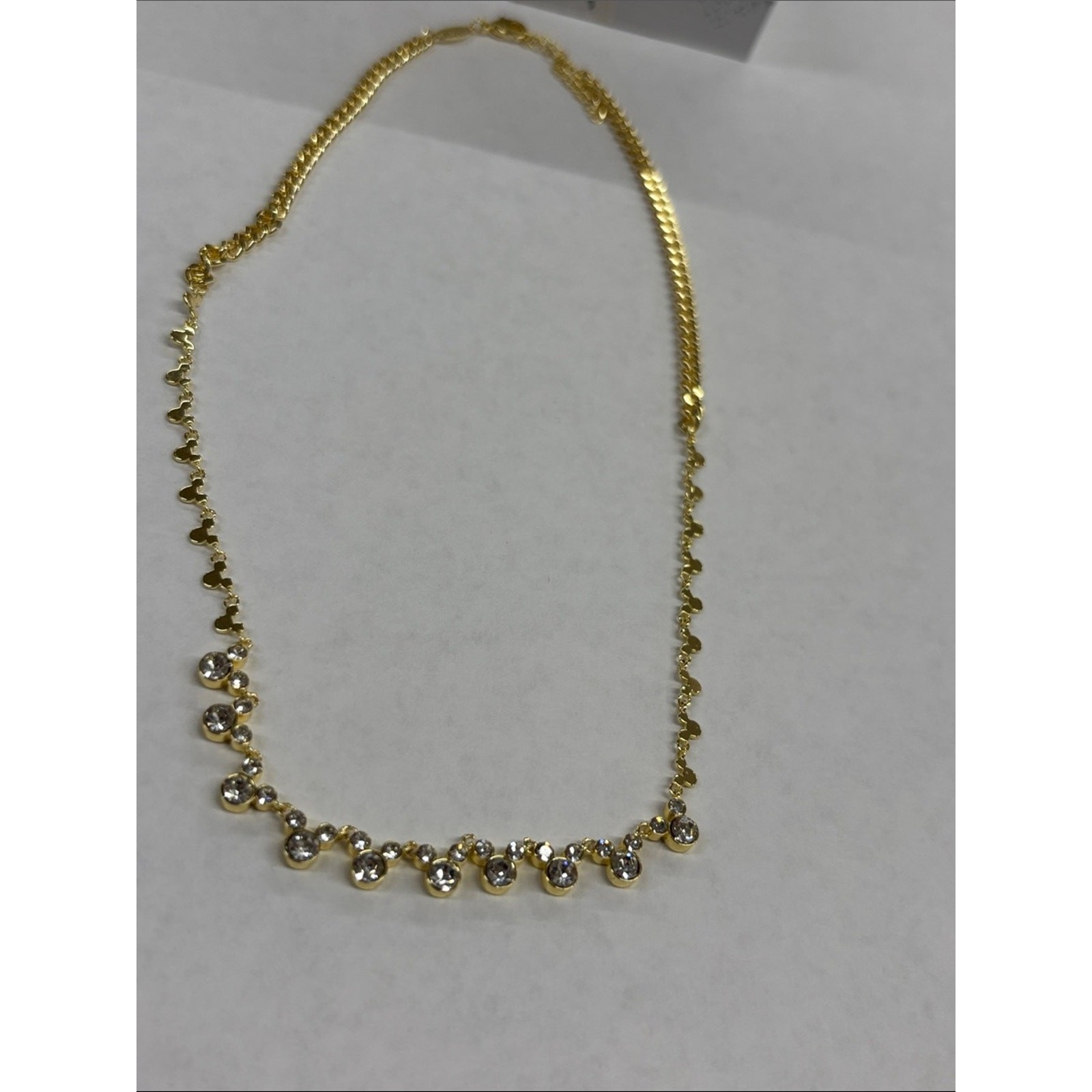 Disney Gold-Tone Necklace with Clear Zircon Drops