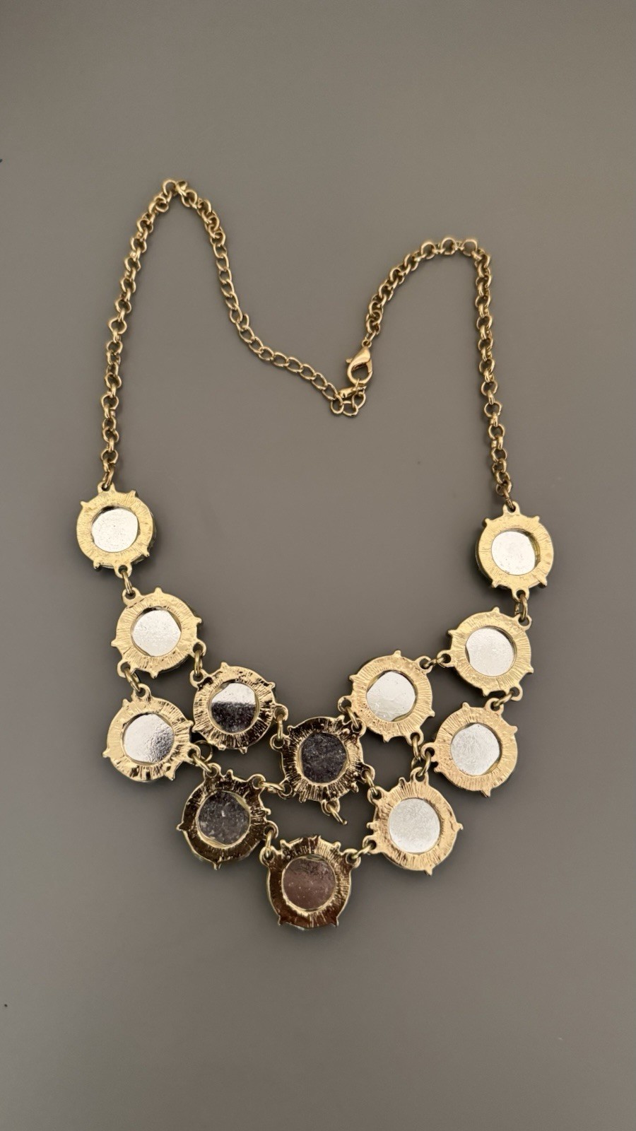 Modern dimpled light green disk statement bib necklace /ANY Occasion