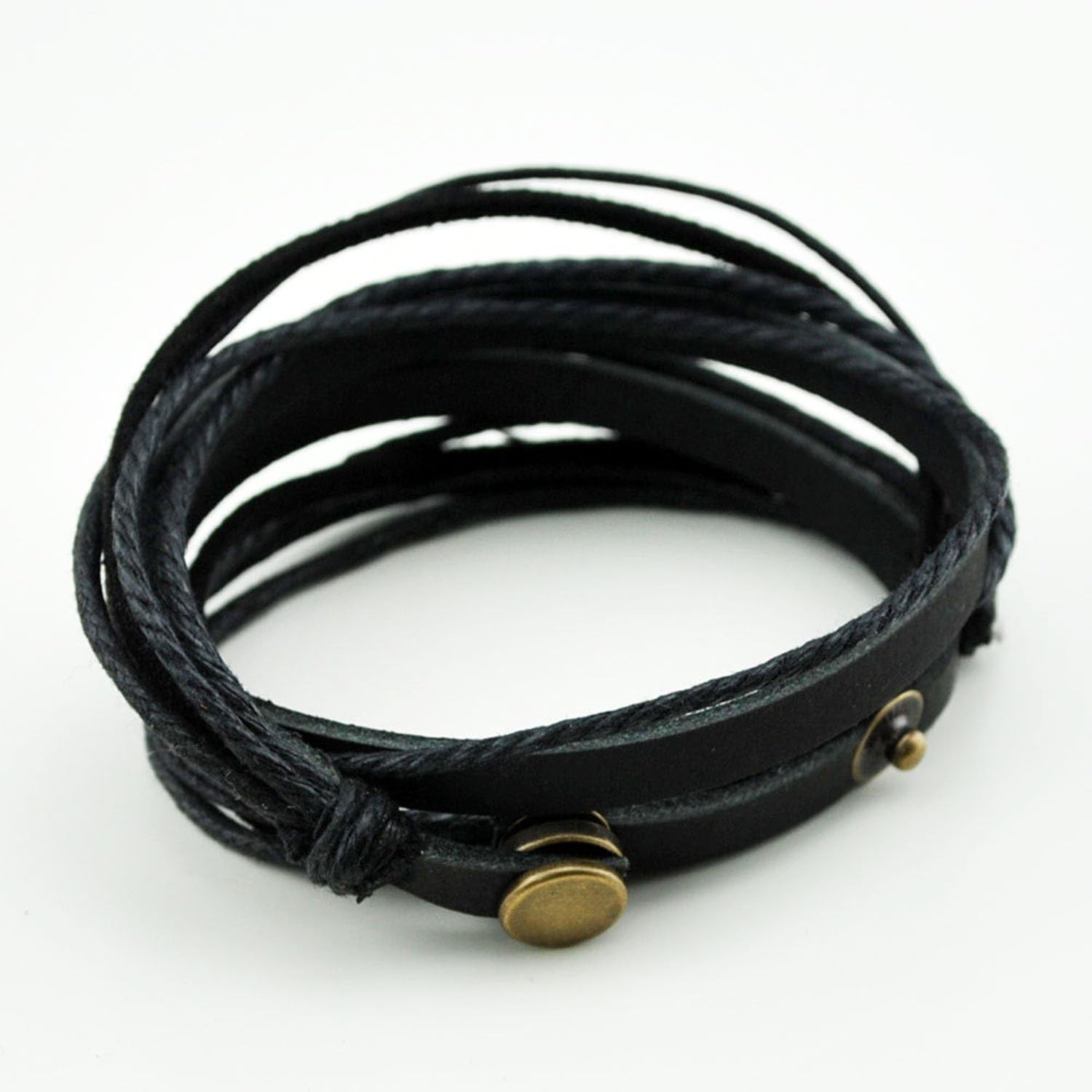 Genuine Leather Bracelet for Women & Men,Unisex Multilayer Leather Adjustable…