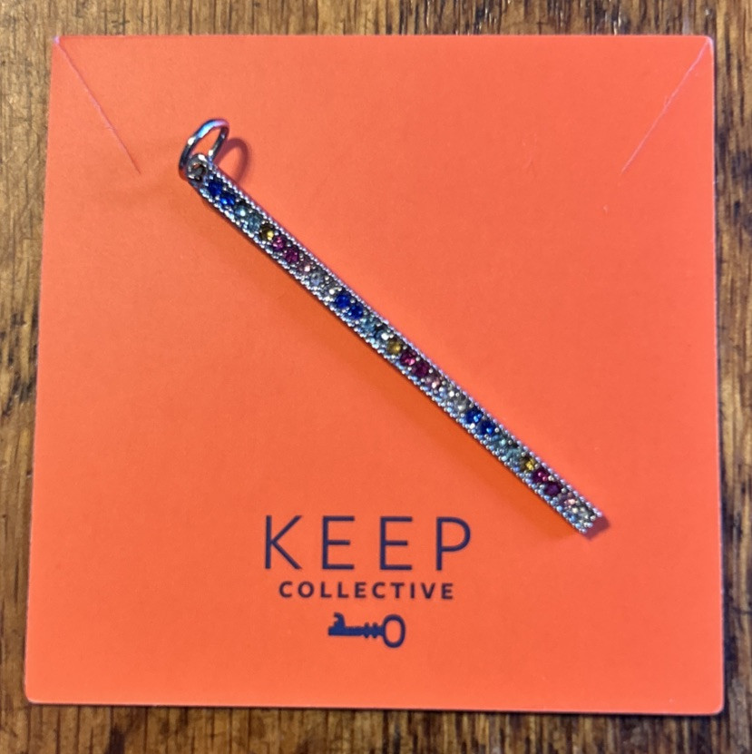 Keep Collective Silver Plated Pavé Crystal Rainbow Bar Pendant -Any Necklace