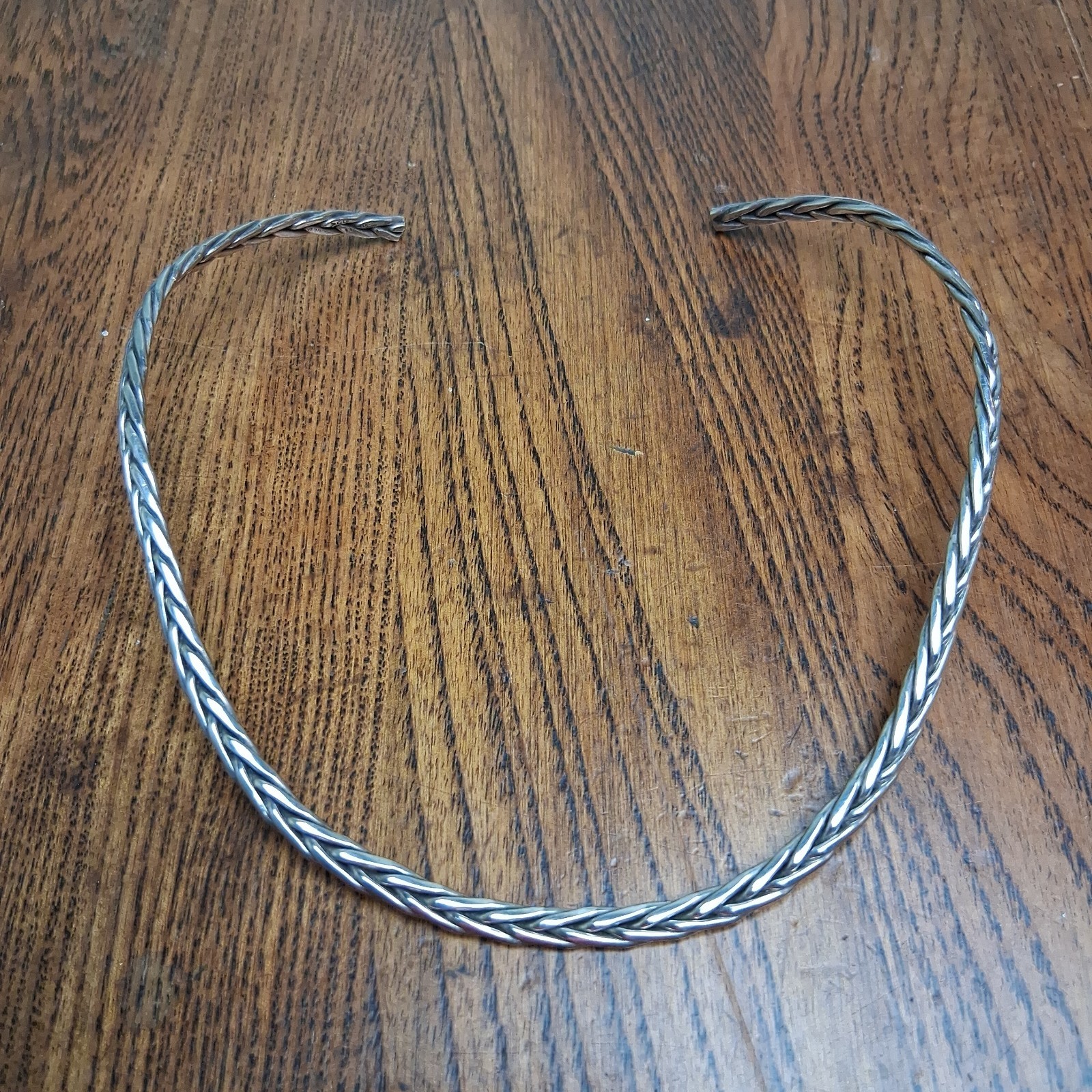 Sterling Silver925 Omega Collar Necklace Braided Open Neck Wire 30g Quiet Luxury