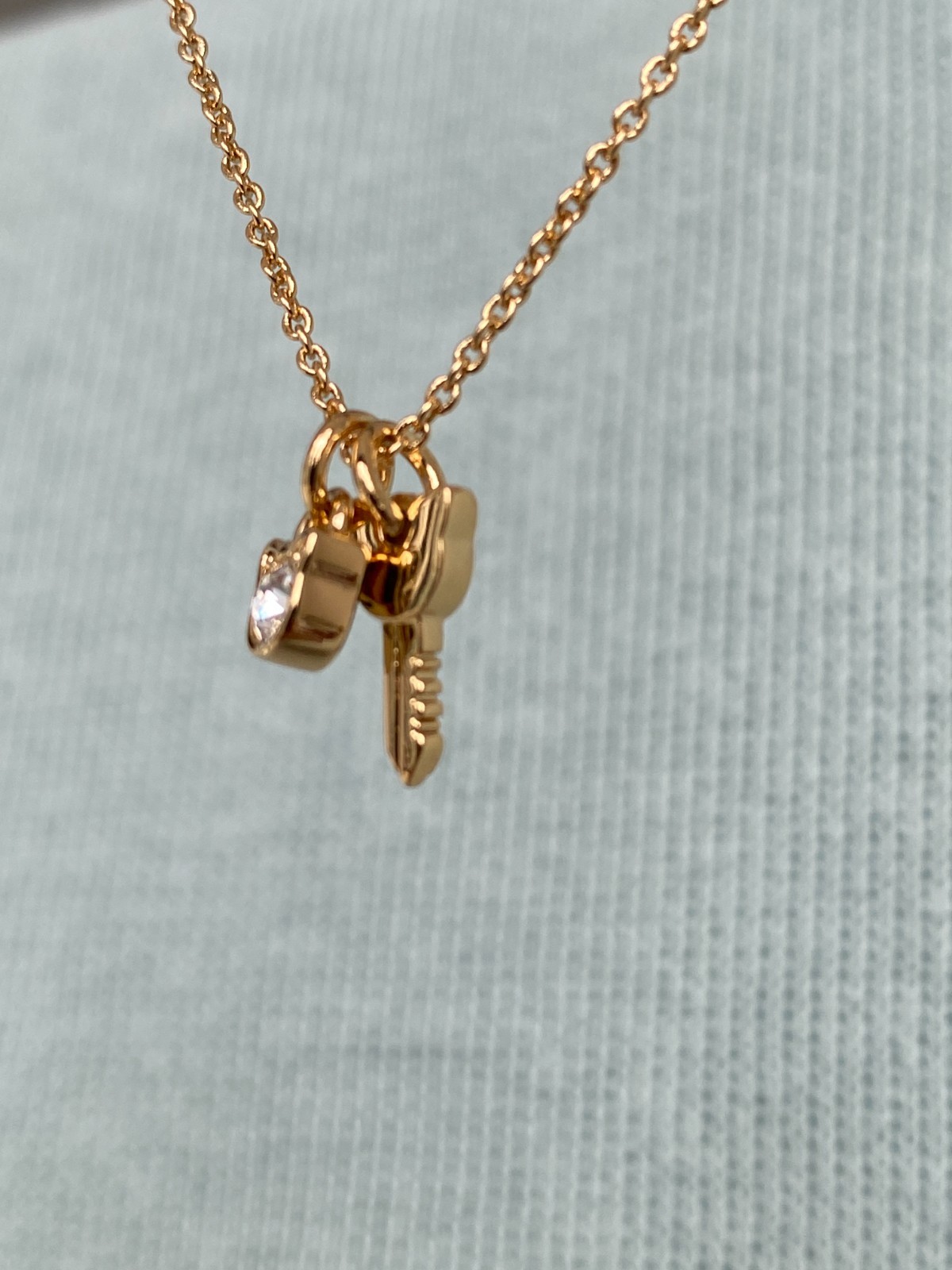 Karl Lagerfeld Mini Choupette Lock & Key Charm Necklace w/Crystal from Swarovski