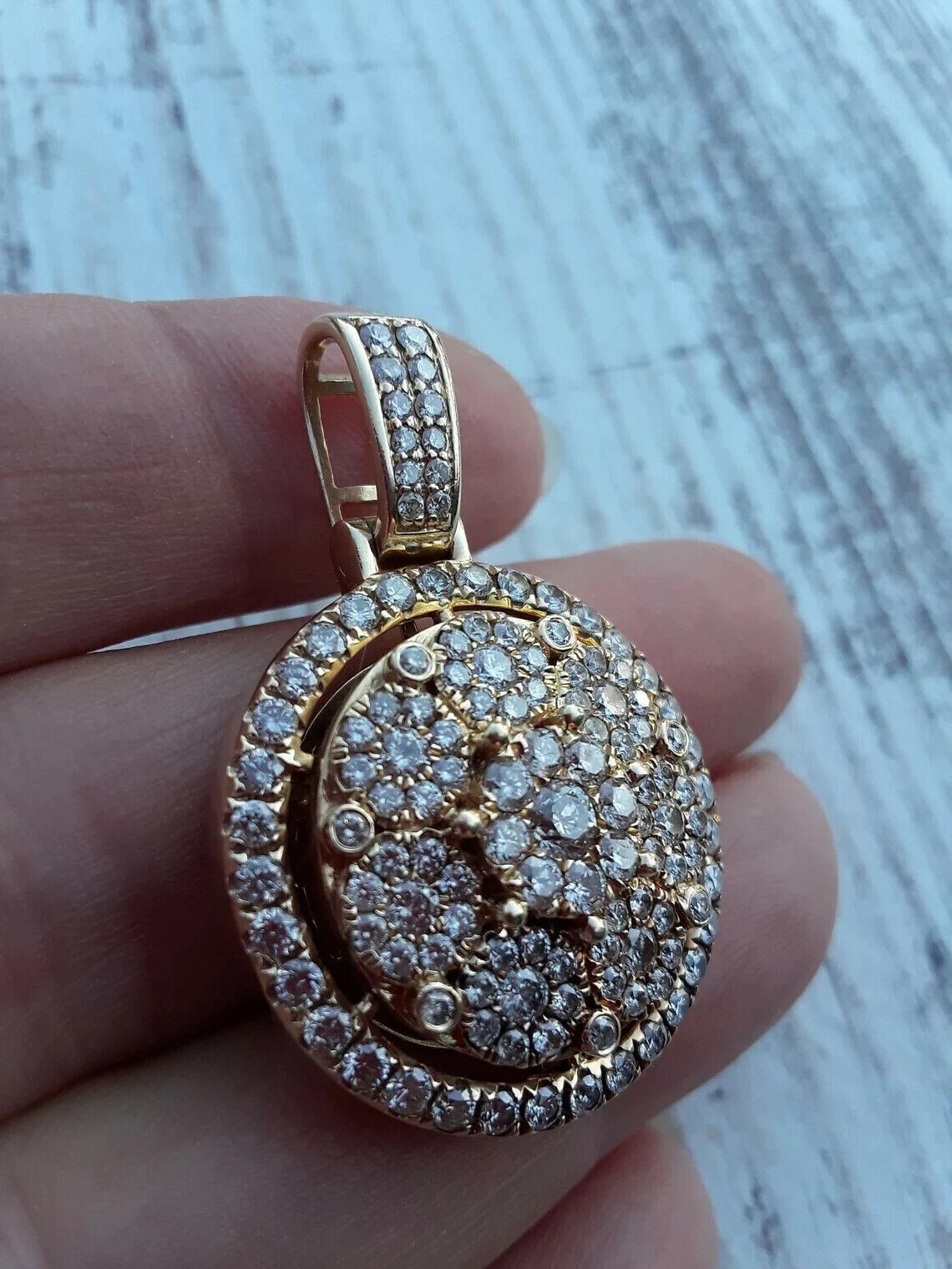 Birthday Gift Pendant Necklace 14K Yellow Gold Plated Simulated Round Diamond