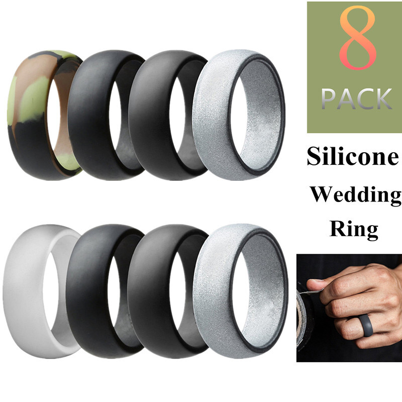3-10 Pack Silicone Wedding Engagement Ring for Men Women Rubber Band Gym Sports