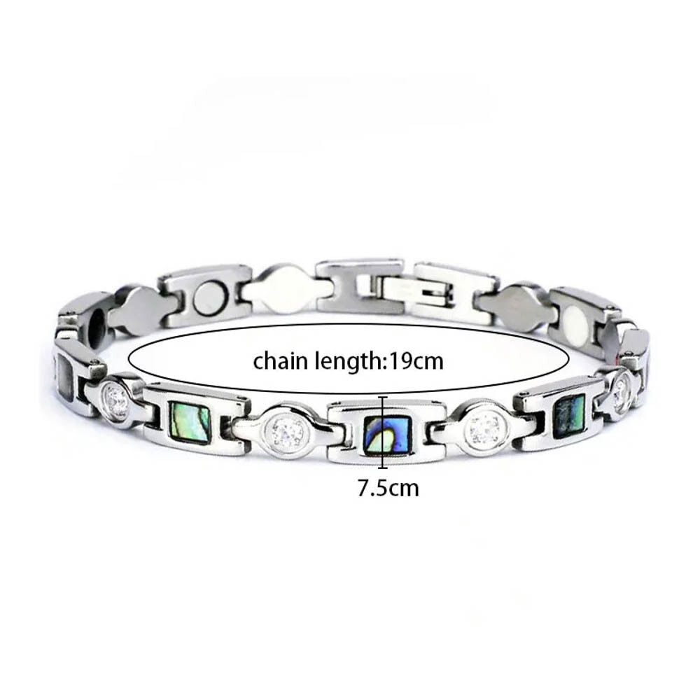Magnetic Healing Bracelet with Faux Gemstone Inlay – 19cm Zinc Alloy Chain