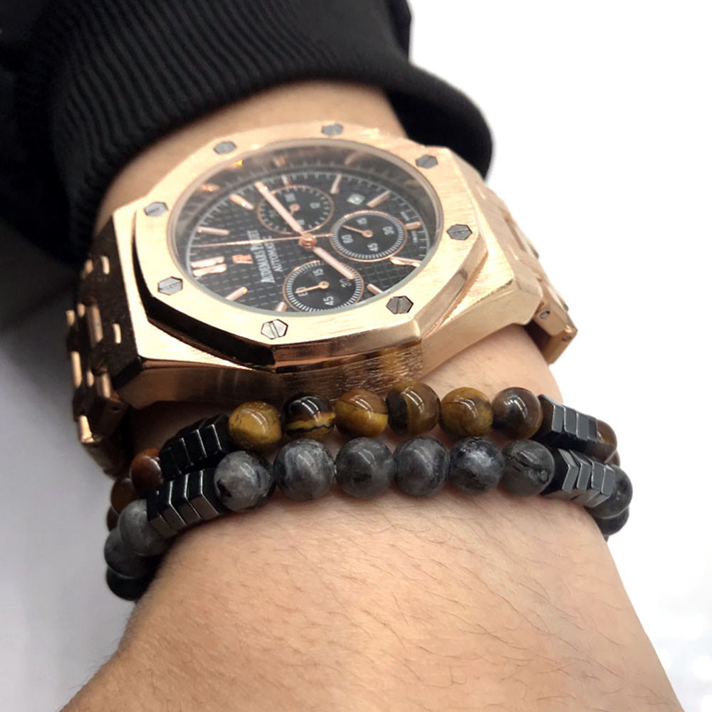 Geometric Beaded Men Bracelets Simple Fashion 6mm Stone Bangles Jewelry Bracelet