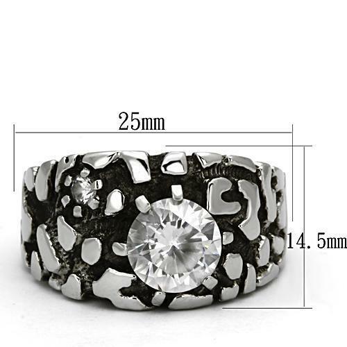 TK958 – High polished (no plating) Stainless Steel Ring with AAA Grade CZ in