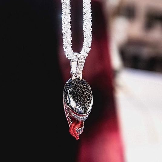 Venom Character Face Charm Pendant Simulated Black Diamond 14K White Gold Plated