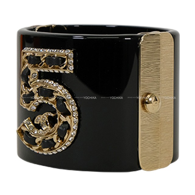 CHANEL No.5 COCO Mark rhinestone Noir (Black) Champagne Gold HW bangle[BRAND…