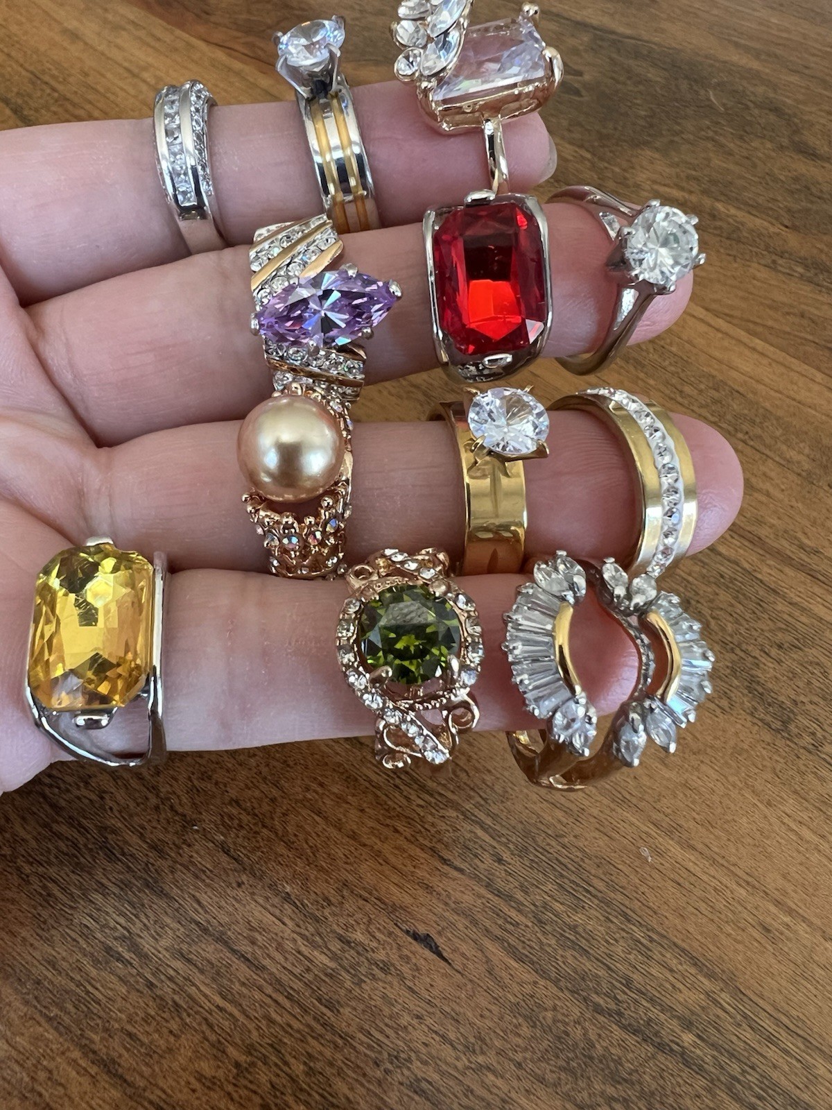 Beautiful set of rings in various colors and stones
