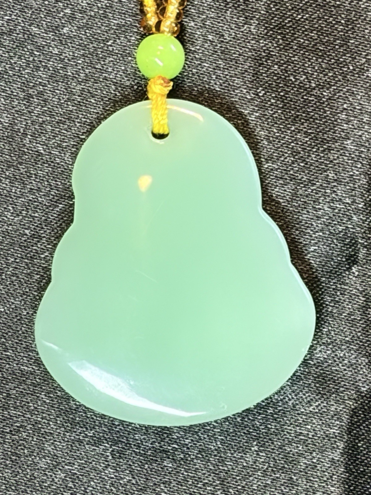 Green Chaldecony Big Belly Buddha W/plastic/resin Accent Beads