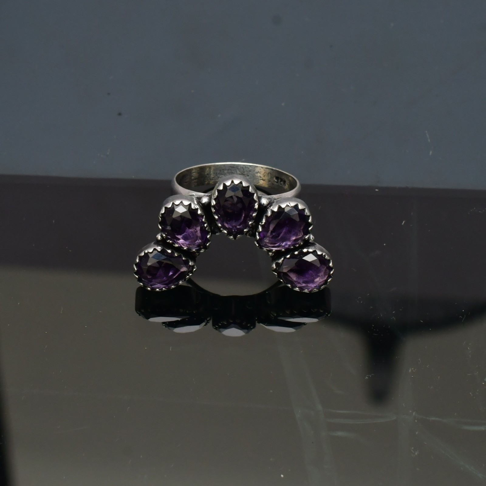 Amethyst (Lab-Created)Gemstone 925 sterling silver Handmade Ring- All Size