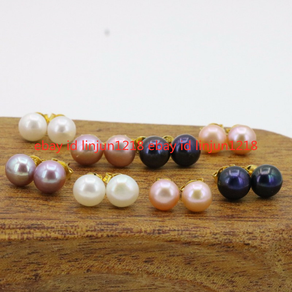 Wholesale! 8 Pair 7-8mm Black White Pink Purple Freshwater Pearl Earrings