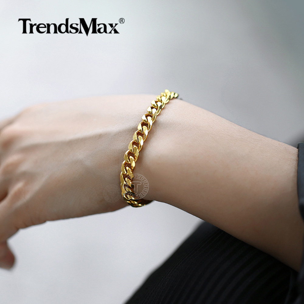 7mm 7-11″ Gold Plated Curb Link Anklet Bracelet Mens Womens Chain Jewelry Gift