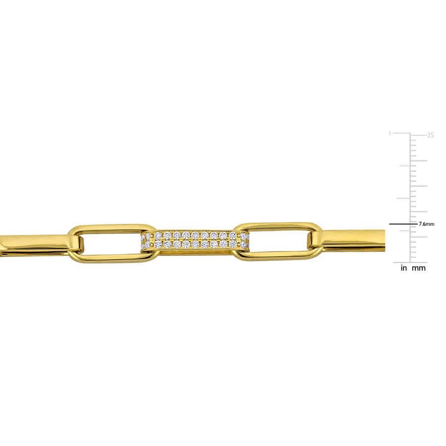 Amour 1 3/5 CT TGW Cubic Zirconia Paper Clip Neckace in 14k Yellow Gold – 18 in