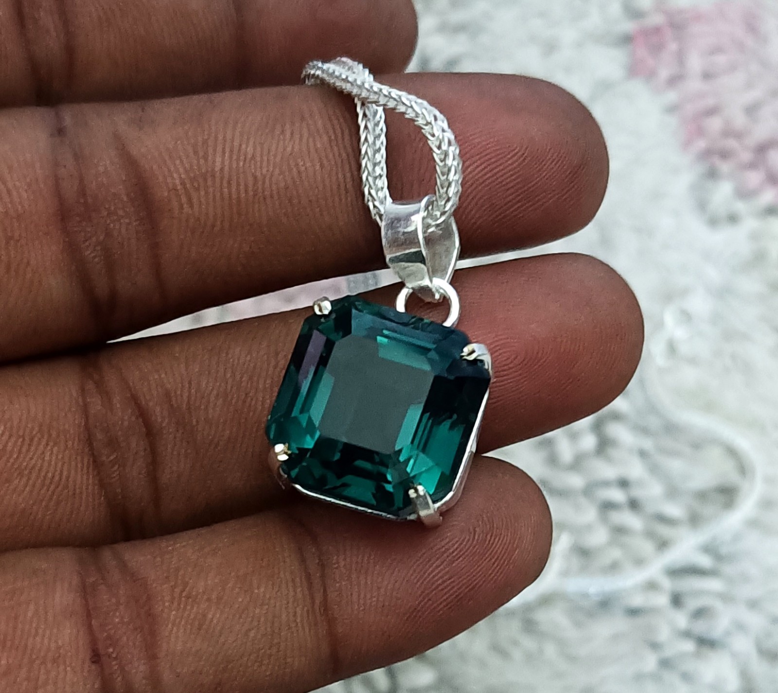 Certified 37.75Ct Natural Paraiba Tourmaline 925 Silver Pendant With SliverChain