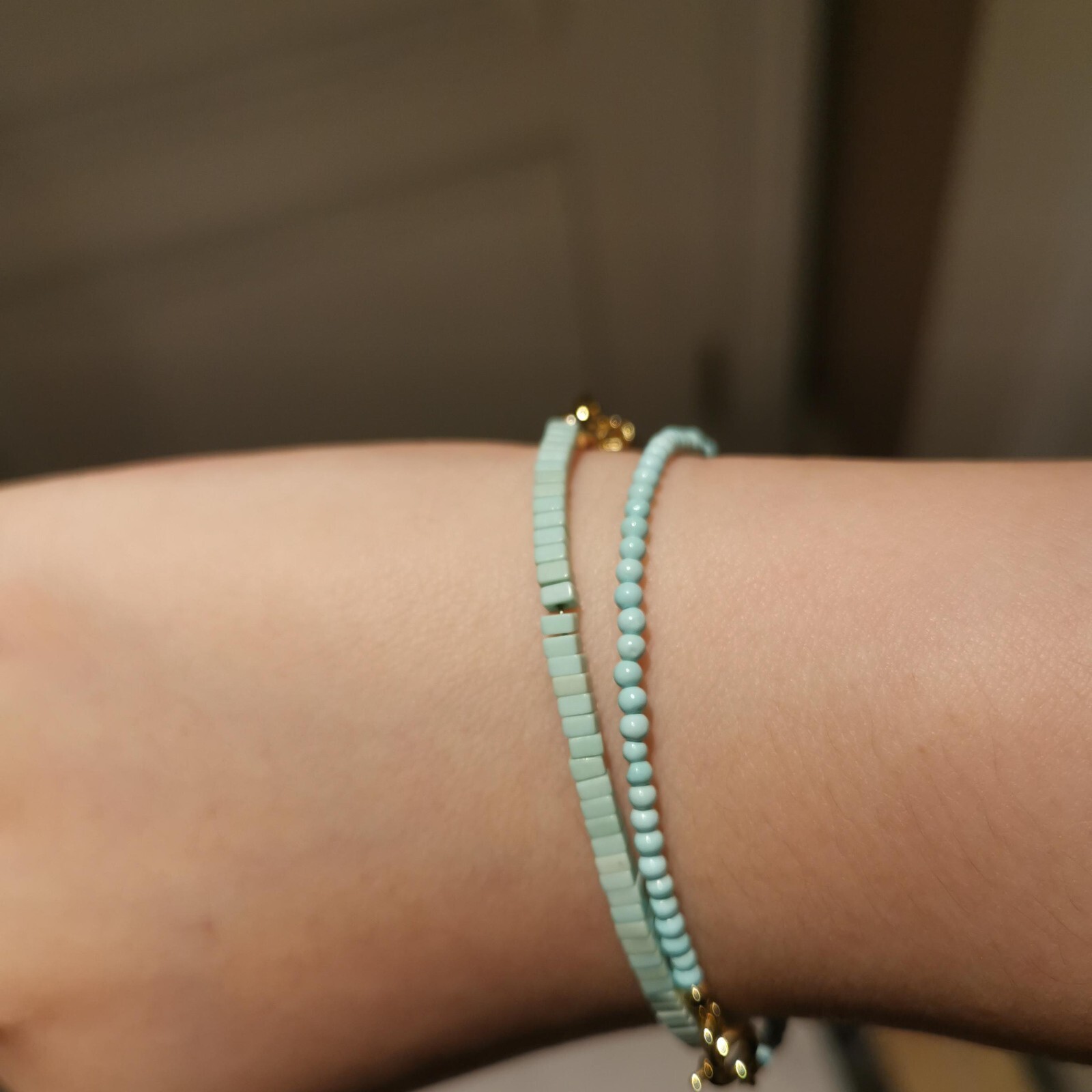 Minimalist Natural 2mm Turquoise Stone Bracelet Blue Gemstone Dainty Bracelet