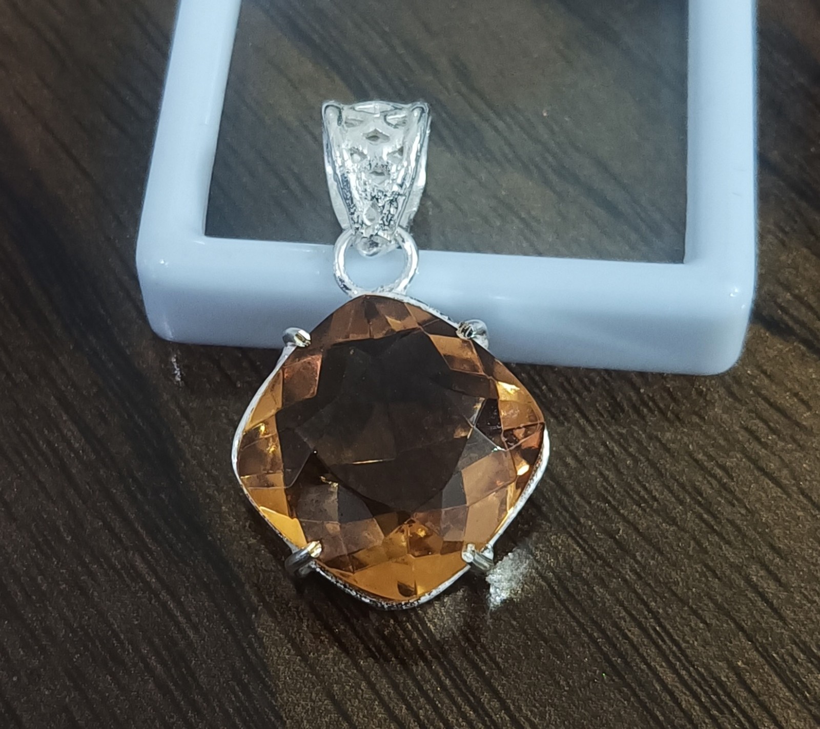 Certified Natural Brown Citrine Gemstone 925 Sterling Silver Pendant 31.55 Ct