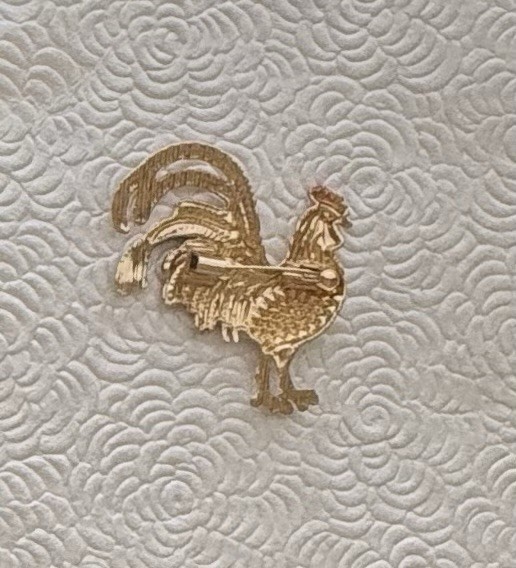 Rooster Brooch pin Enamel On Metal with crystals