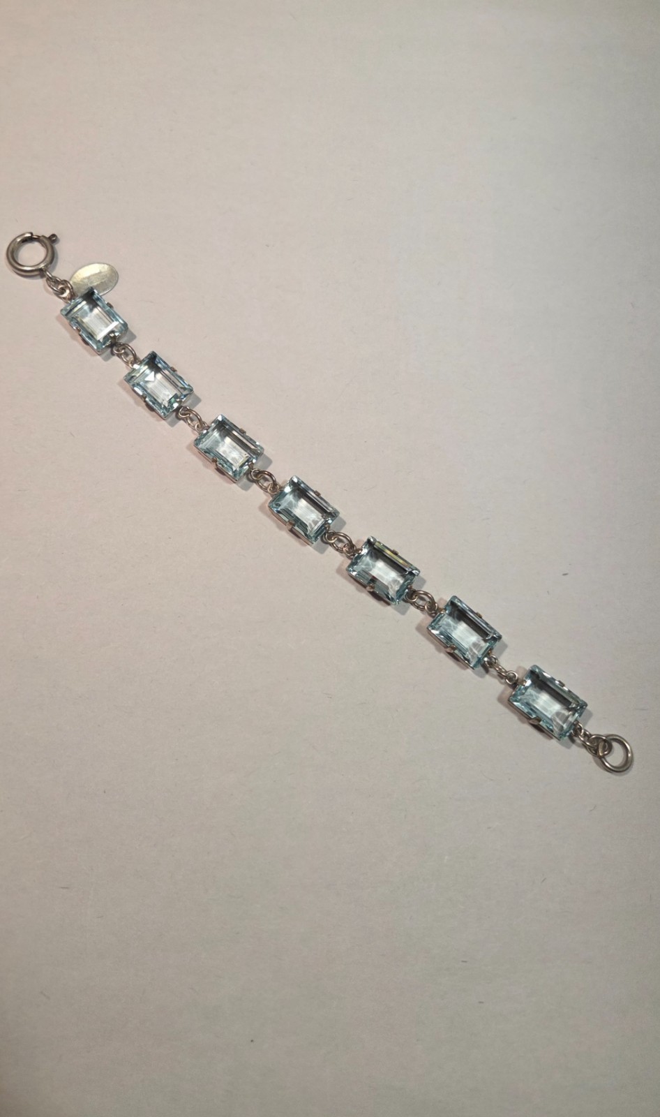 Vtg Catherine Popesco France Light Blue Crystal Rhinestone Silver Tone Bracelet