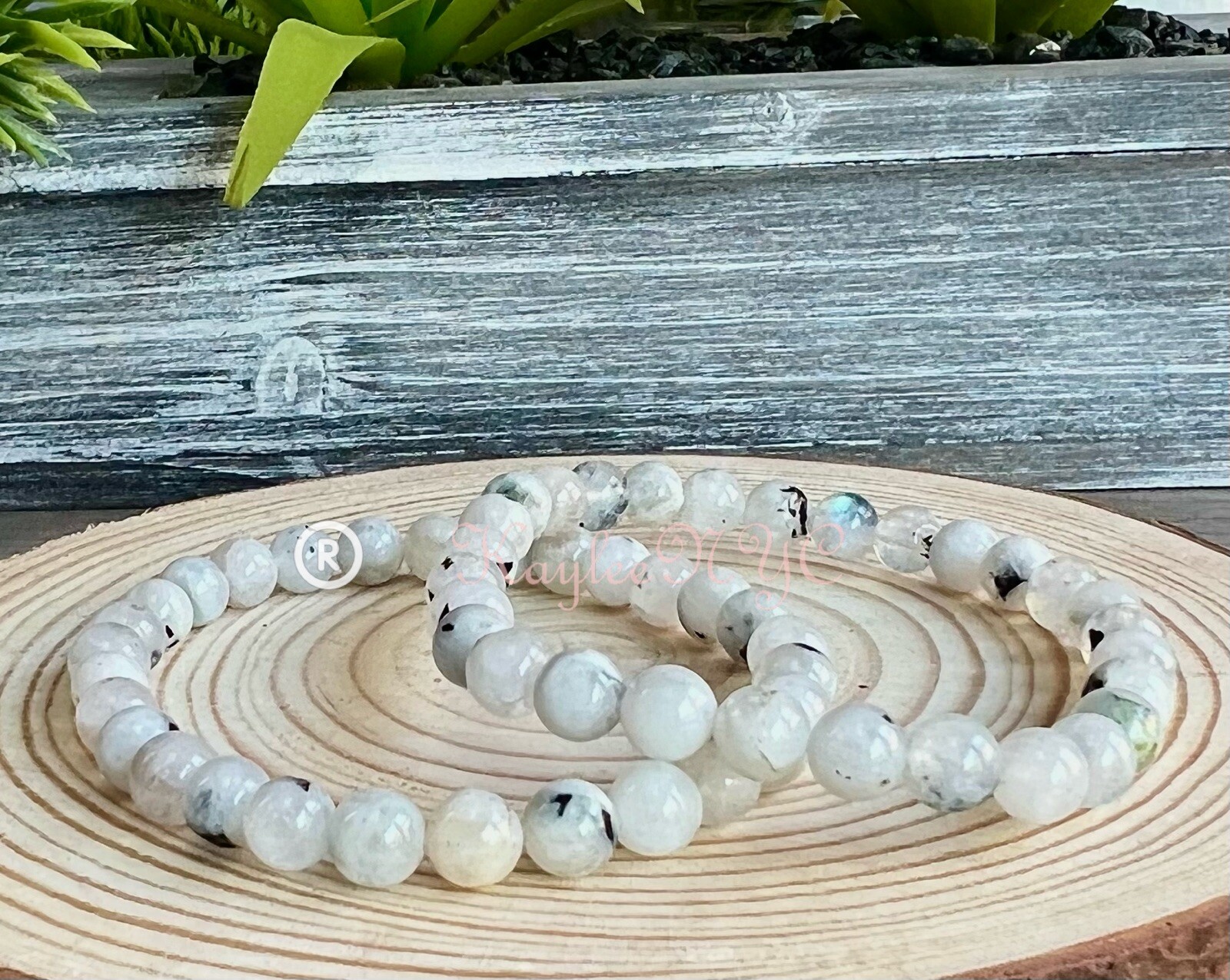 Wholesale Lot 6 Pcs Natural Rainbow Moonstone 6mm 7.5” Crystal Stretch Bracelet