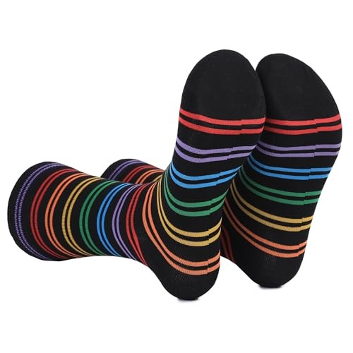 Funny Socks for Men and Women,Mens Novelty Socks Fun One Size Rainbow Stripe