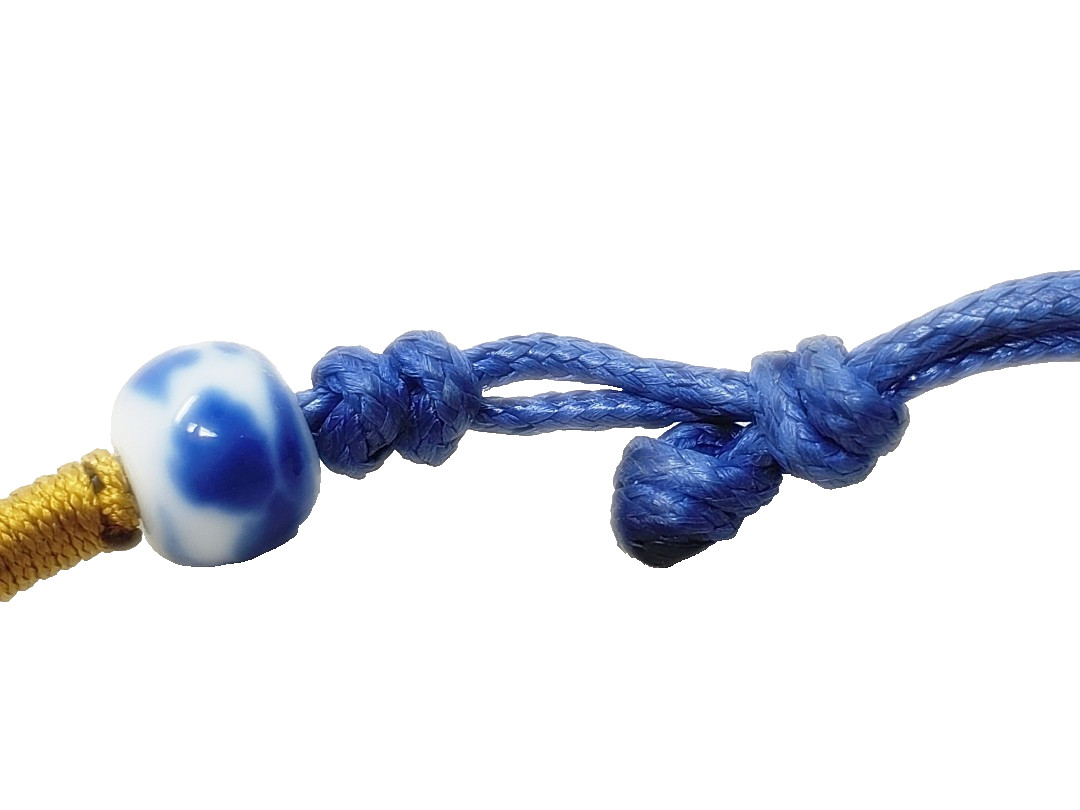 Porcelain Blue White Chinese Dragon Pendant Necklace Adjustable Length Ceramic