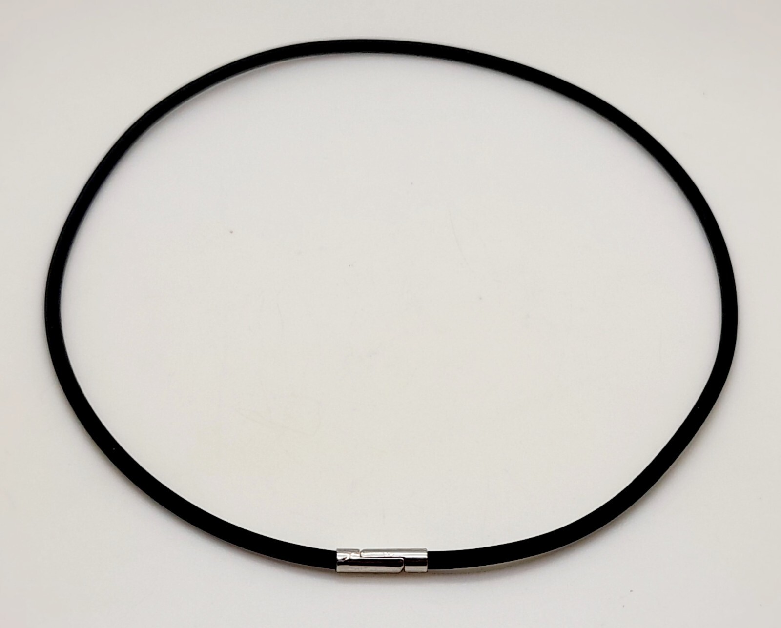 N001 Black Rubber Rope Cord 16 inch Chain fashion Necklace Clasp magnet 3mm