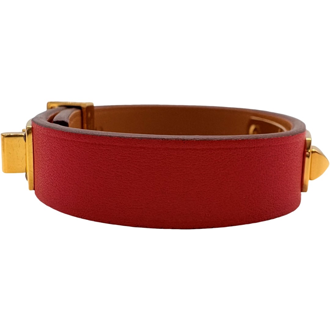 Authentic HERMES T2 As de Coeur Y Stamp Bracelet Red Leather #36638568