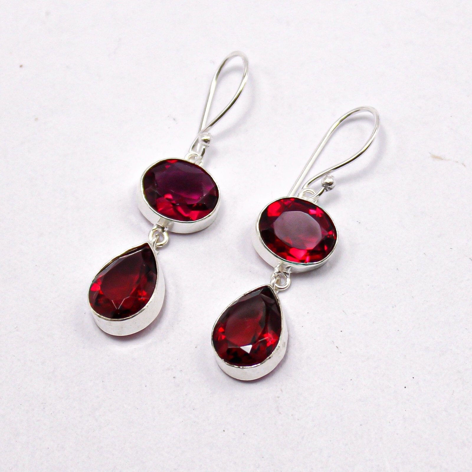 Pink Rubellite Gemstone Earrings Sterling Silver Handmade Jewelry For Mother 2”
