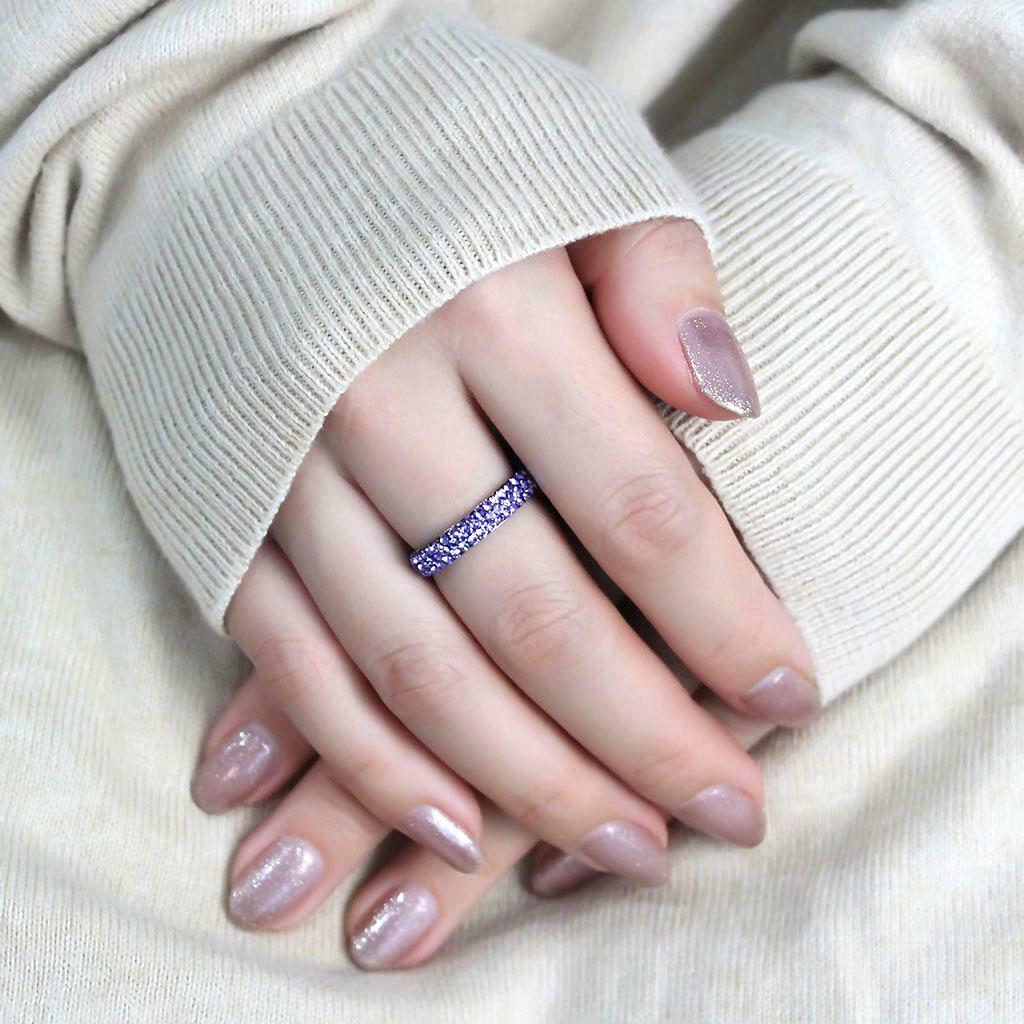 TK3540 – High polished (no plating) Stainless Steel Ring with Top Grade Crystal