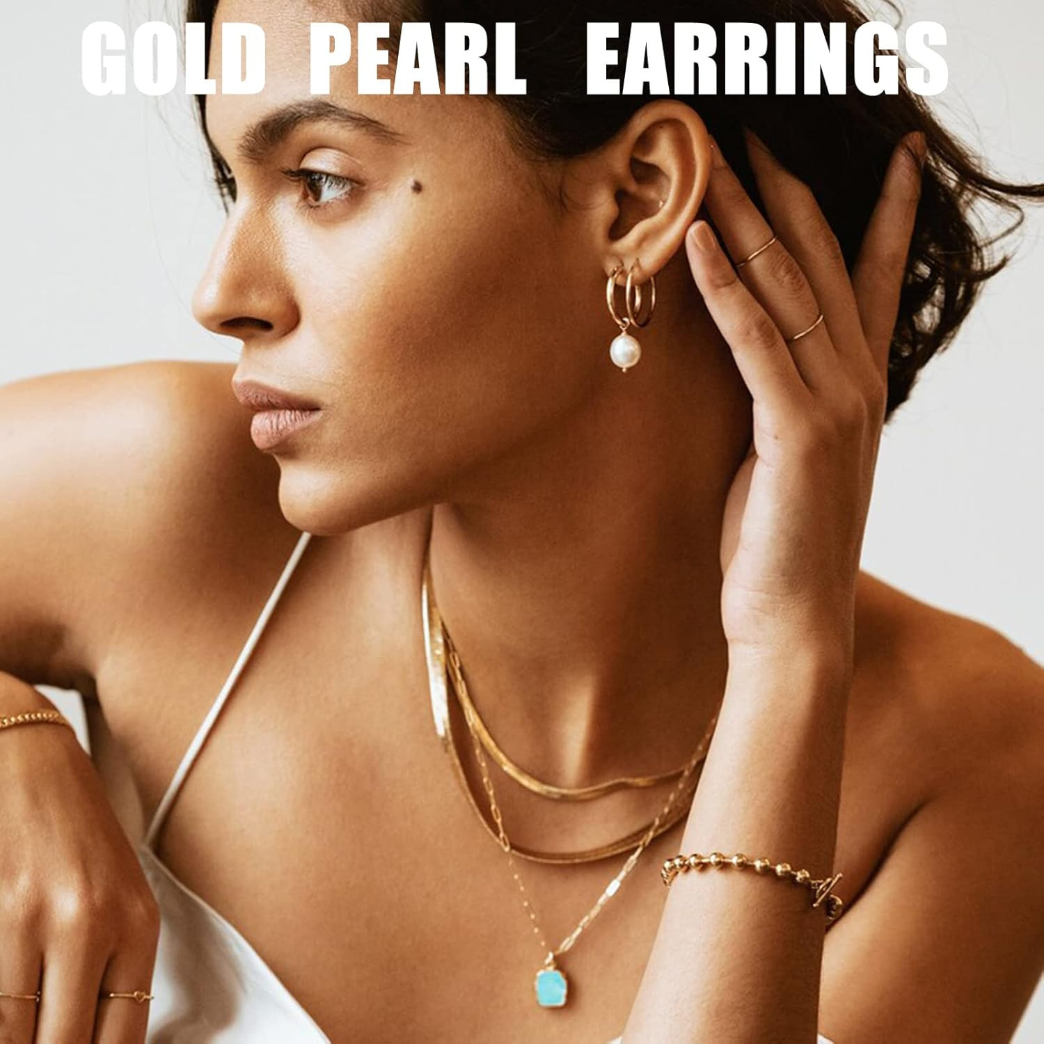 36 Pairs Gold Earrings Set for Women, Fashion Pearl Chain Link Stud Drop Dangle
