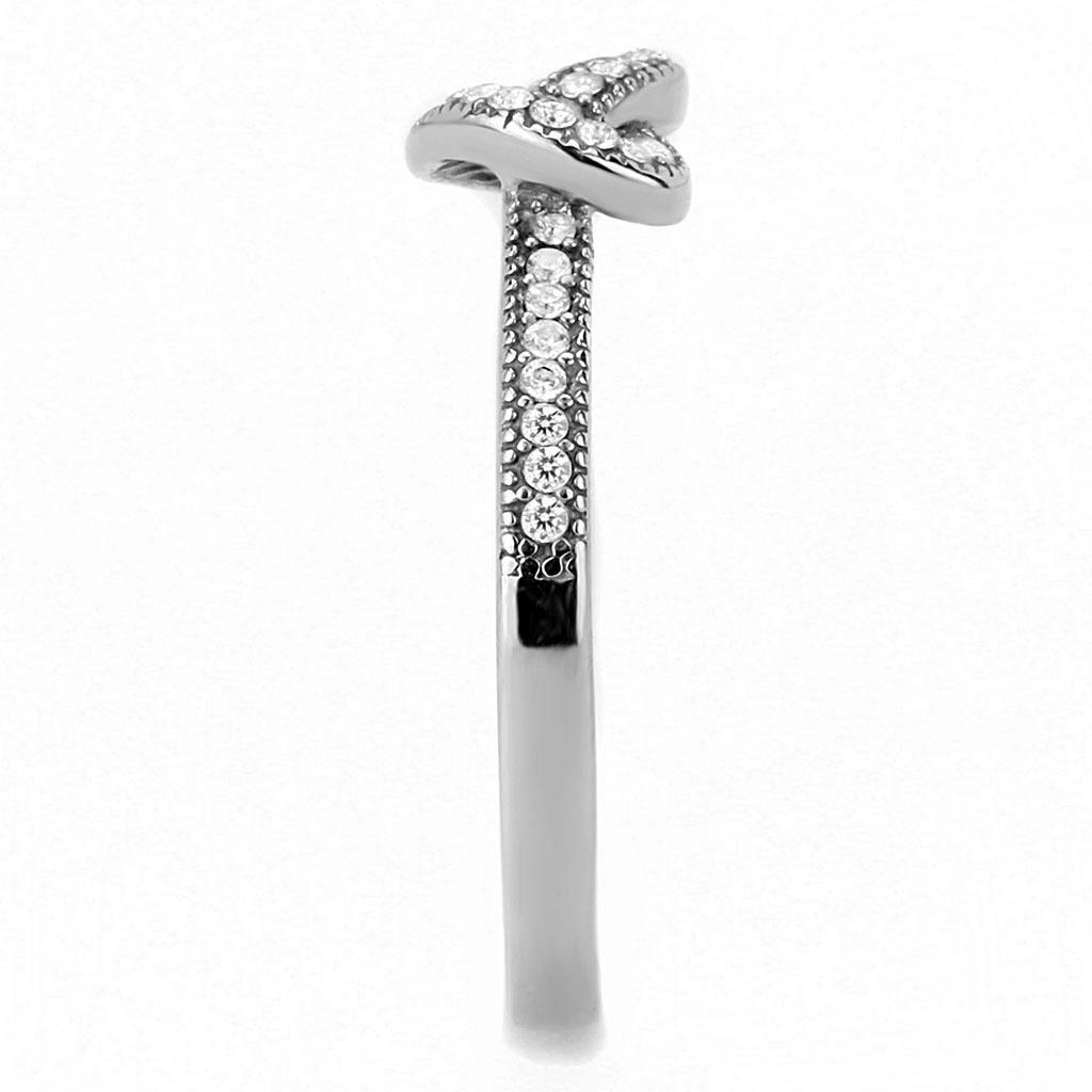 DA053 – High polished (no plating) Stainless Steel Ring with AAA Grade CZ in