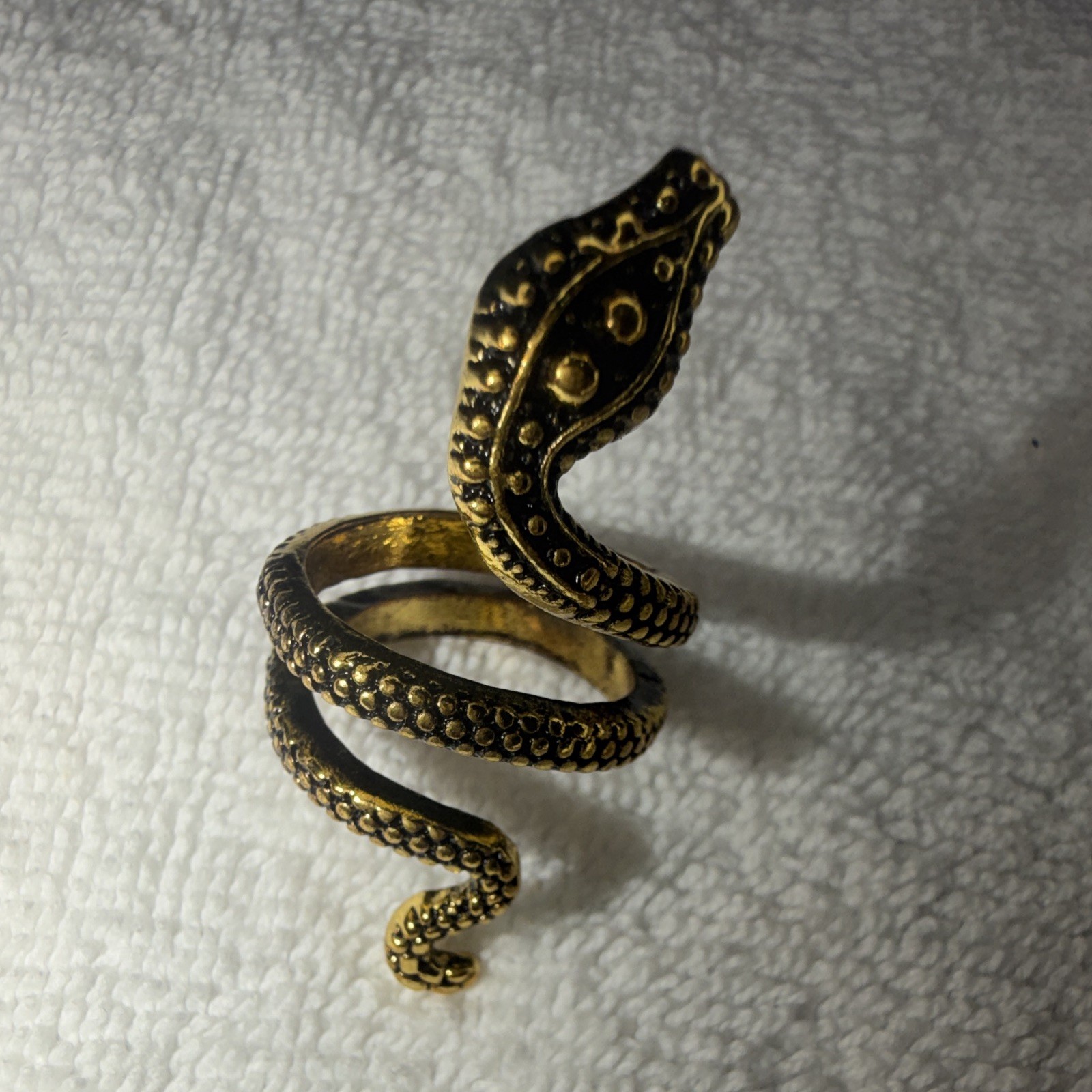 Gold-Tone Snake Wrap Adjustable Ring Size 7.5, Metal, No Stone