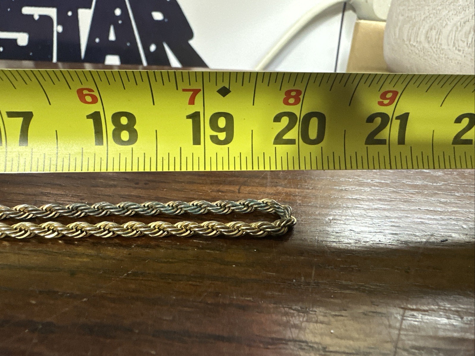 20 Inch Gold plated Rope Chain Necklace No Makers Mark Or Clasp (1)